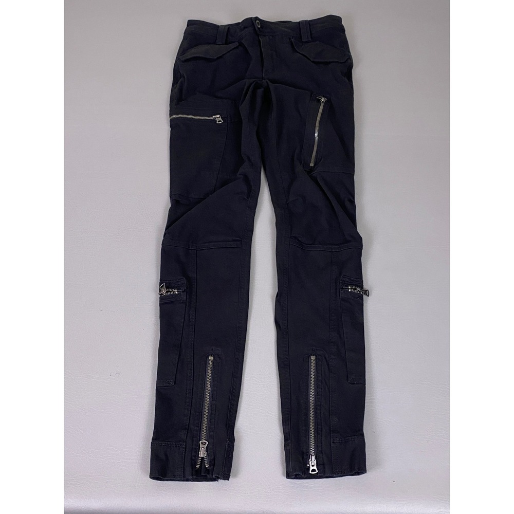 Ralph Lauren Moto Cargo Pants Women's Size 6 Black Multi Zip Utility EUC